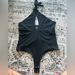 ReoRia Black Halter Top Bodysuit
